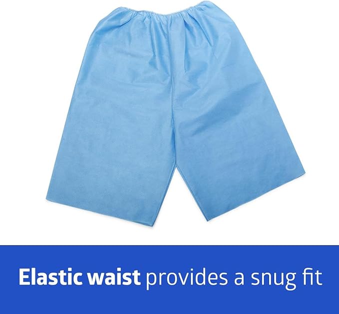 100 Case - Disposable Exam Shorts Medical Patient Exam Wear Short Non Woven SMS with Elastic Waistband Unisex