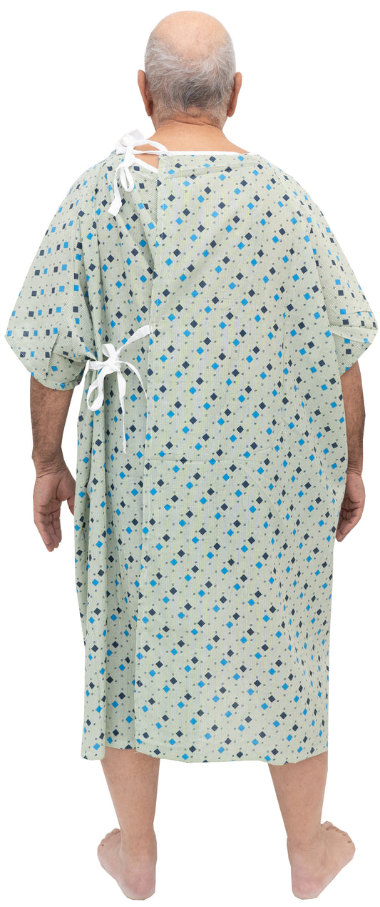 1 Dozen - 3XL IV-Ready Patient Gowns with Telemetry Pocket & Snaps – Unisex