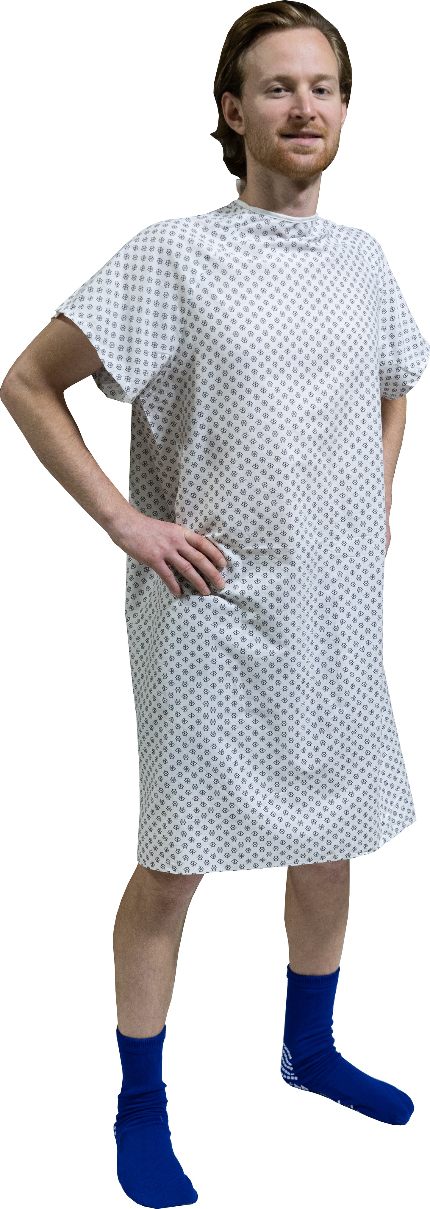 1 Dozen - Value Wholesale Economy Hospital Gown - White with Snowflake Prints