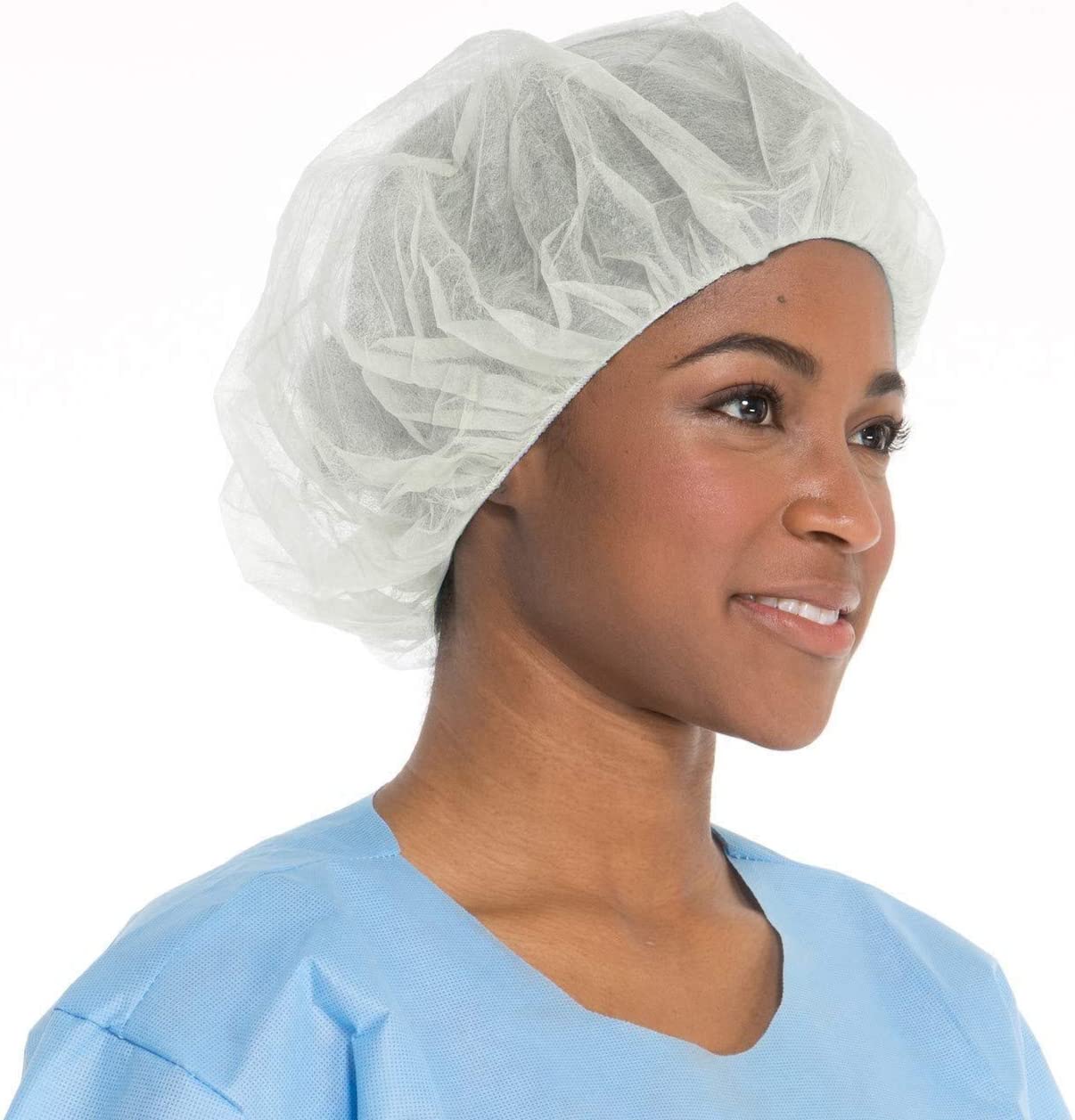 1000 pc - Disposable Bouffant (Hair Net) Caps, Spun-bounded Poly, White Hair Head Cover Net 21 Inches