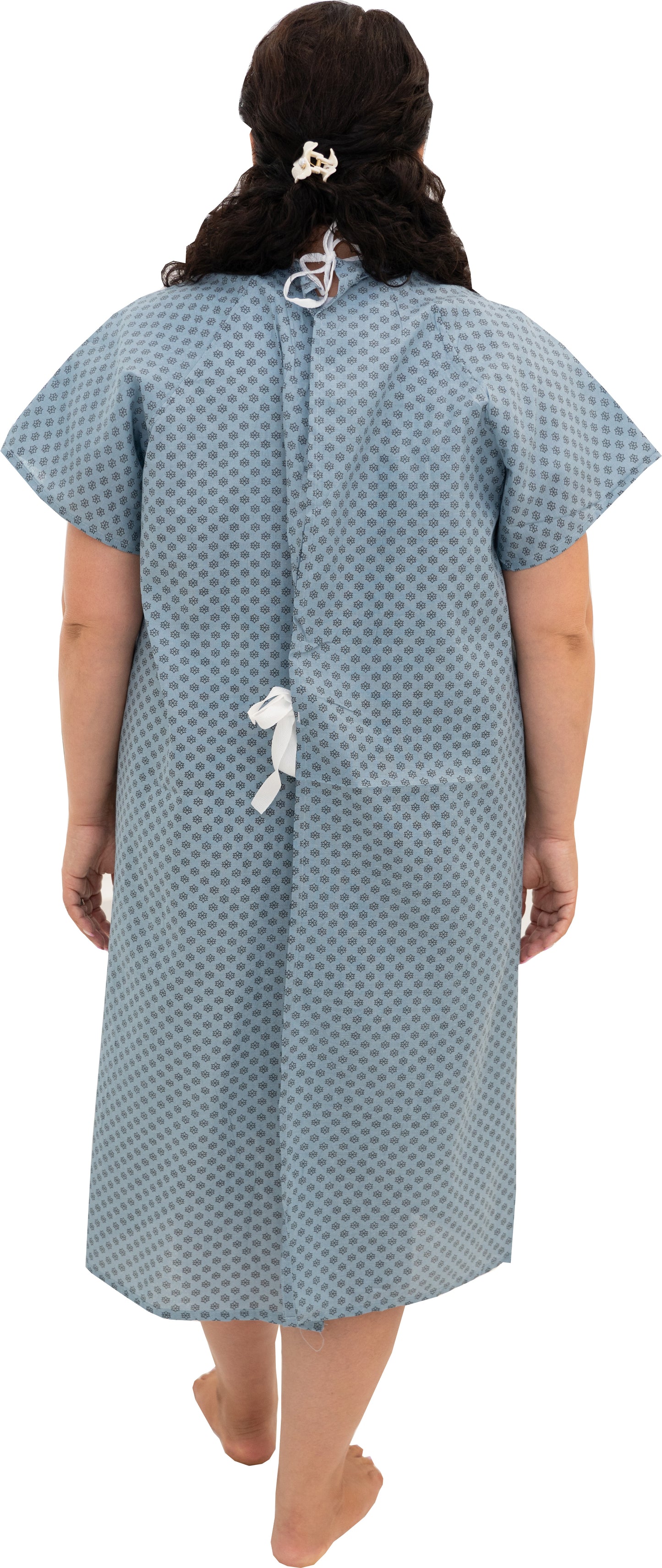 1 Dozen - Value Wholesale Economy Hospital Gown - Blue with Snowflake Prints