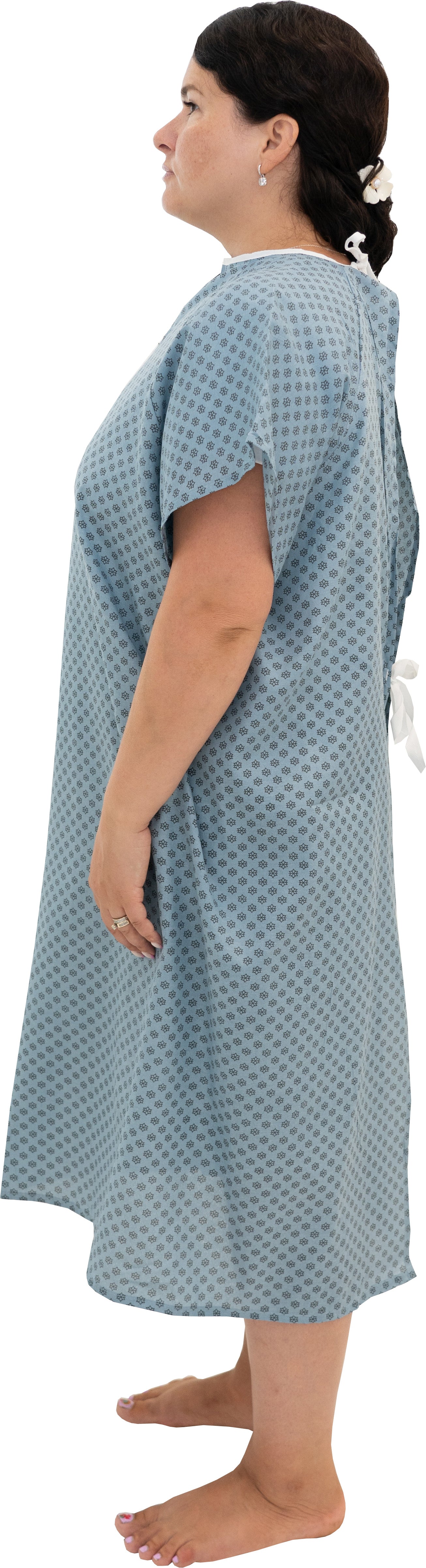 1 Dozen - Value Wholesale Economy Hospital Gown - Blue with Snowflake Prints