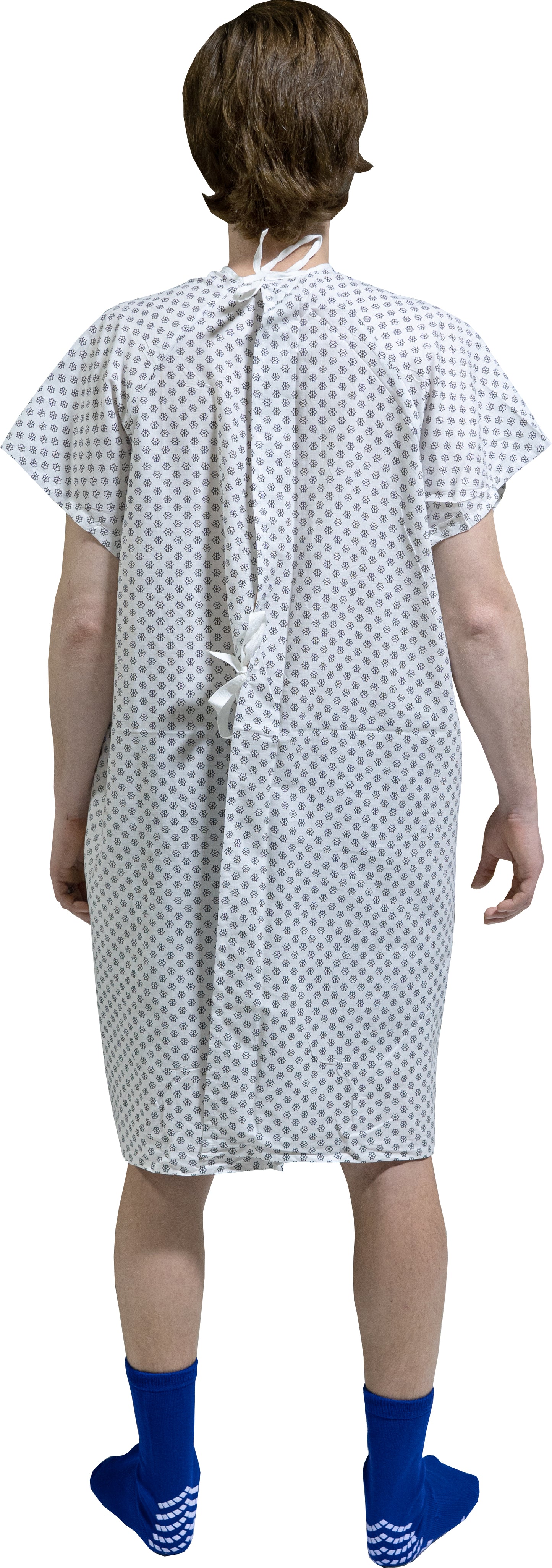 1 Dozen - Value Wholesale Economy Hospital Gown - White with Snowflake Prints